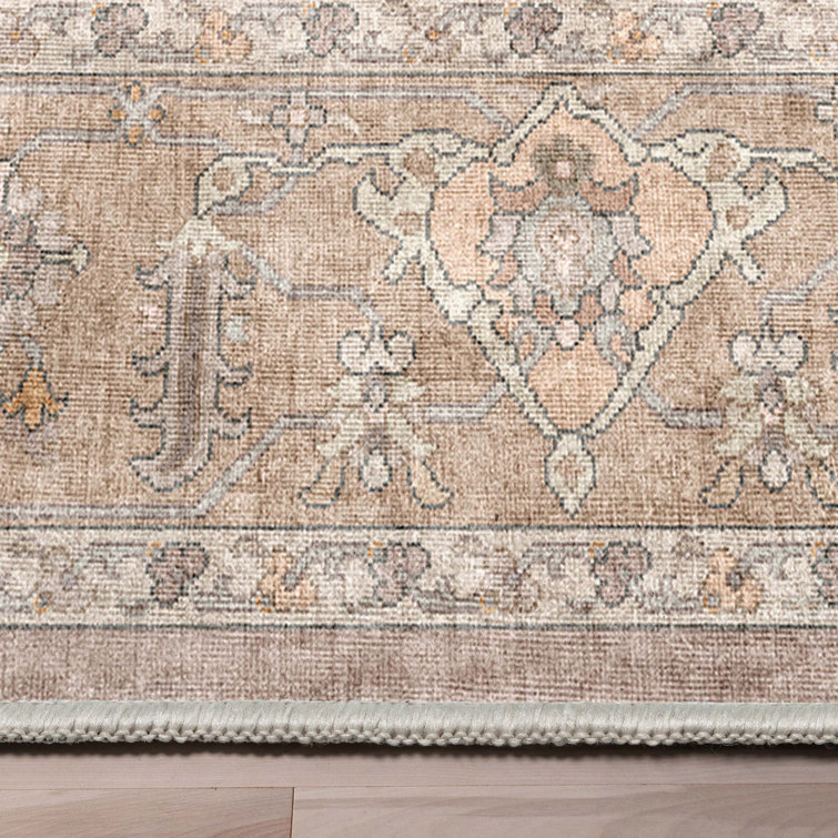 Beige Persian-Inspired Chenille 7'7" x 9'10" Area Rug