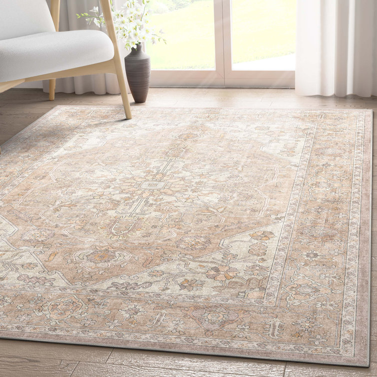 Beige 5'3" x 7'3" Vintage Persian Chenille Area Rug