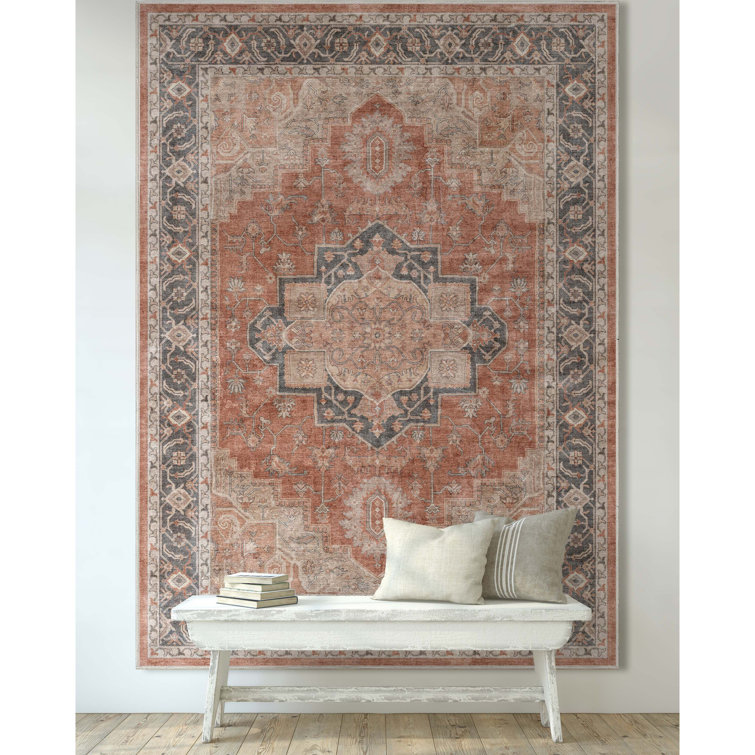 Apollo Paris Vintage Red Chenille Flat-Weave 7'7" x 9'10" Rug