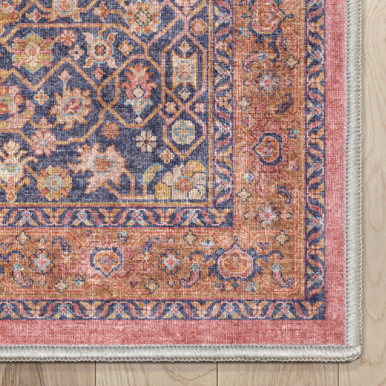 Vintage Oriental Botanical Pink Chenille 3'3" x 5' Area Rug