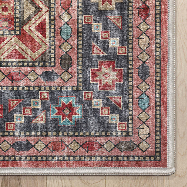 Apollo Red and Blue Vintage Tribal Flat-Weave Rug 3'3" x 5'
