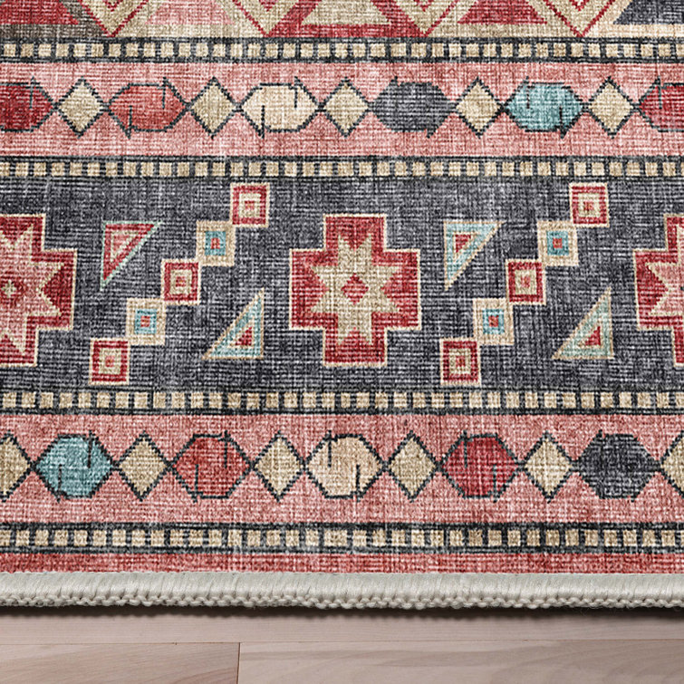 Apollo Red and Blue Vintage Tribal Flat-Weave Rug 3'3" x 5'