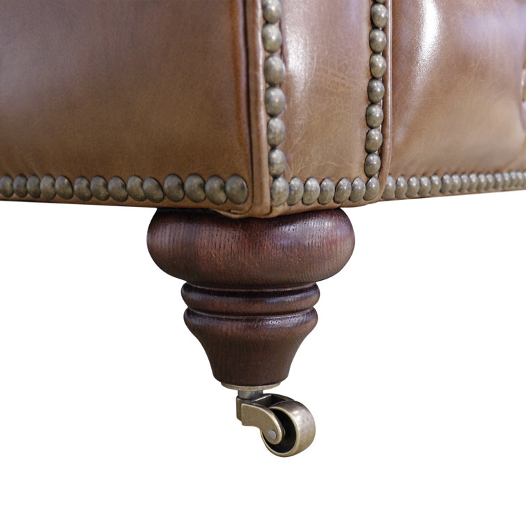 Vintage Cigar Brown Leather Chesterfield Sofa with Nailhead Trim
