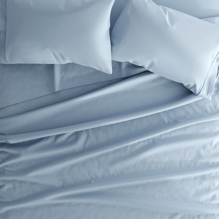 Light Blue King Solid Microfiber 4-Piece Sheet Set