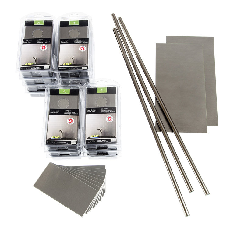 Stainless Steel Peel and Stick 3x6 Kitchen Backsplash Tiles
