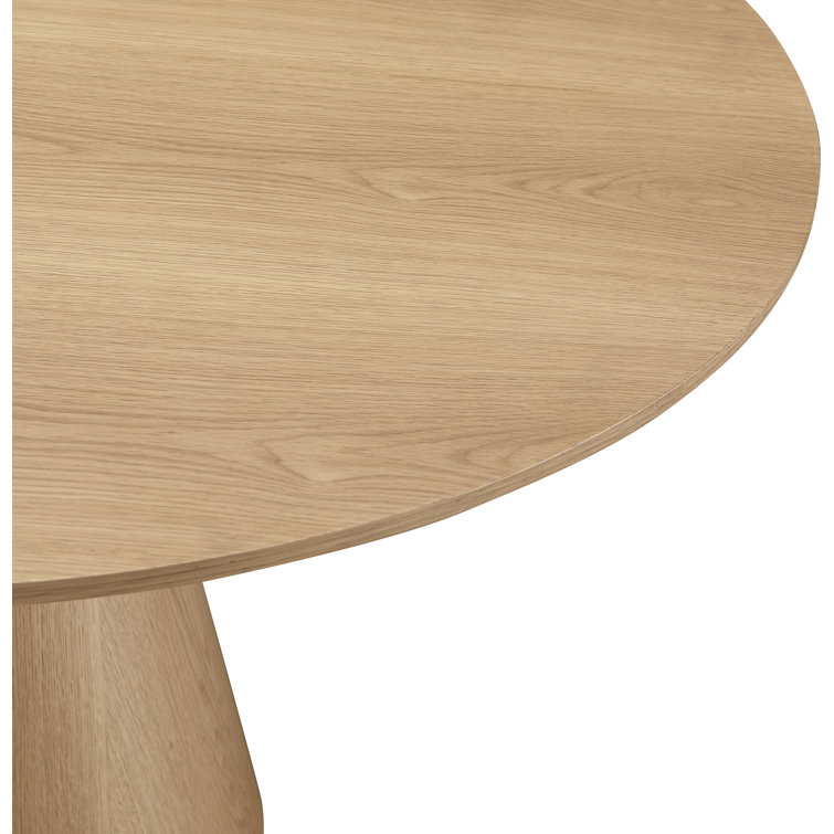 Oak Round Pedestal Dining Table with Gloss Finish