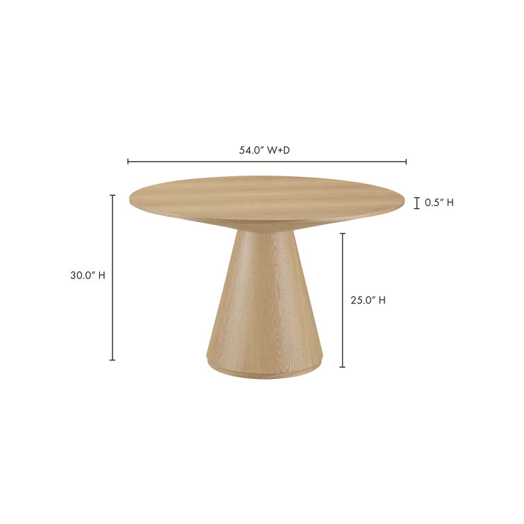 Oak Round Pedestal Dining Table with Gloss Finish