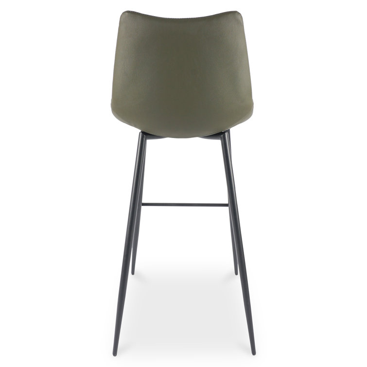 Finnigan Dark Green Vegan Leather Counter Stools with Steel Frame
