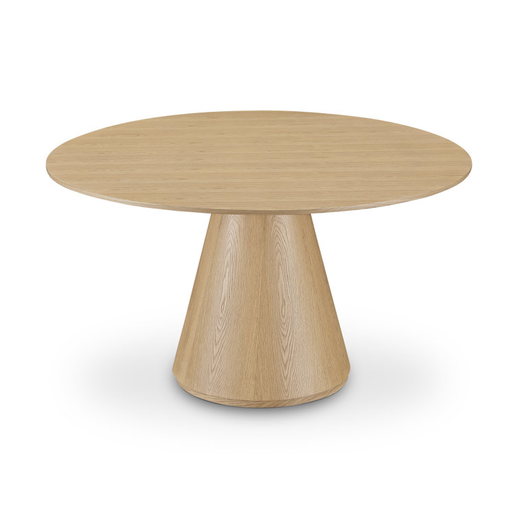 Round Oak Contemporary Dining Table with Flared Base