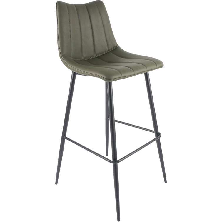 Finnigan Dark Green Vegan Leather Counter Stools with Steel Frame