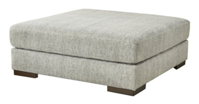 Gray Chenille Chevron Pattern Oversized Footstool