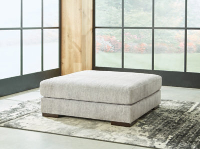 Gray Chenille Chevron Pattern Oversized Footstool