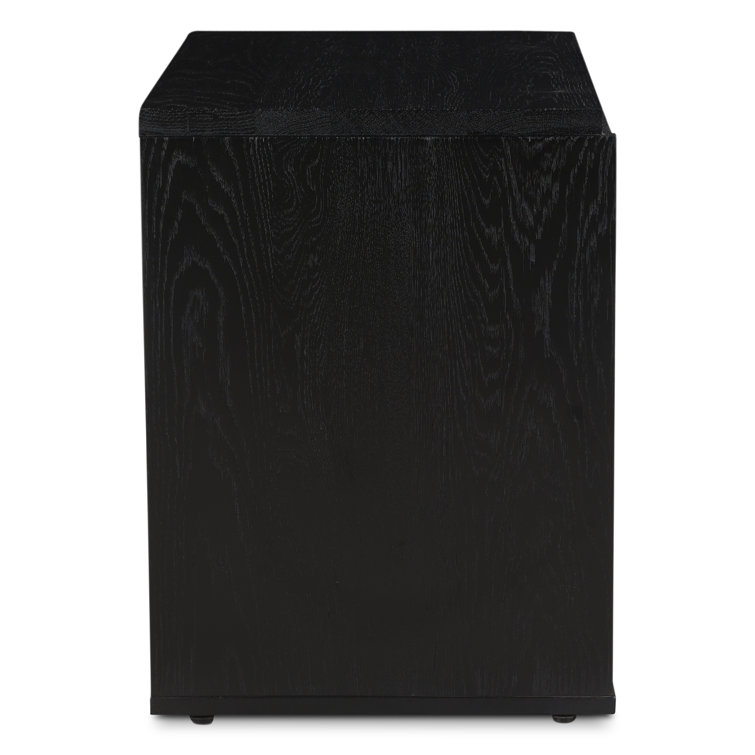 Calypso Matte Black Solid Oak 1-Drawer Nightstand with Iron Base