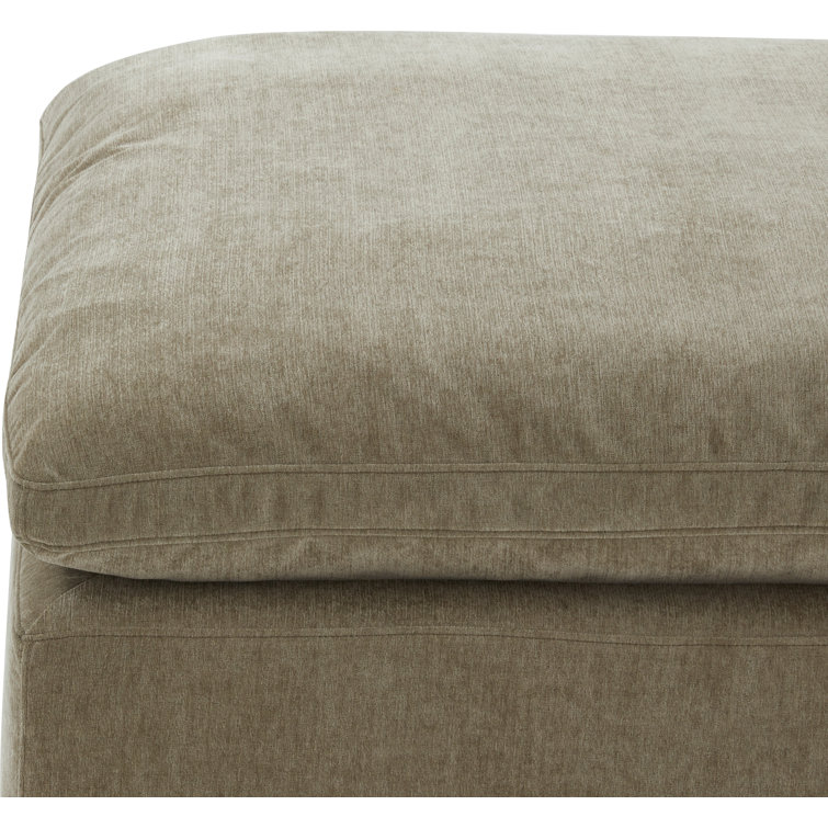 Desert Sage Performance Fabric Square Ottoman with Feather Cushion