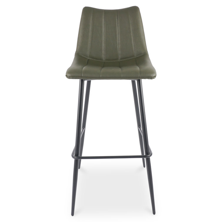 Finnigan Dark Green Vegan Leather Counter Stools with Steel Frame