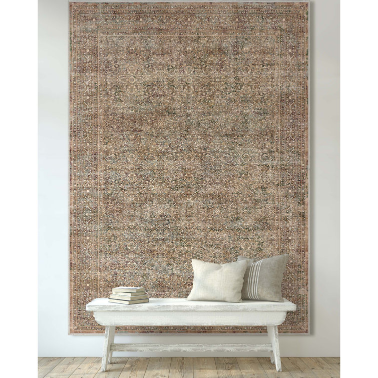 Asha Juliette Beige and Red Chenille Runner Rug