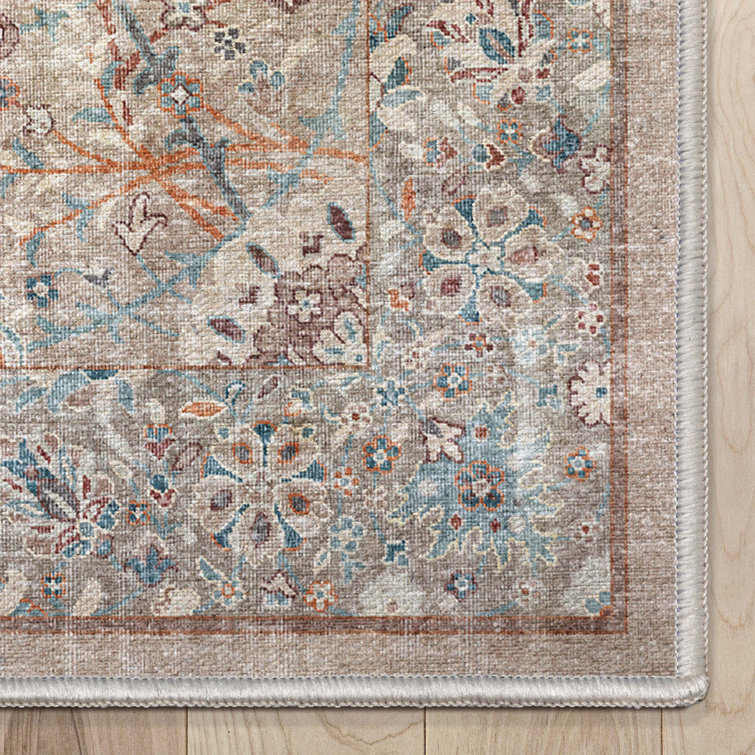 Emilia Vintage Persian Ivory 6' x 9' Washable Chenille Rug