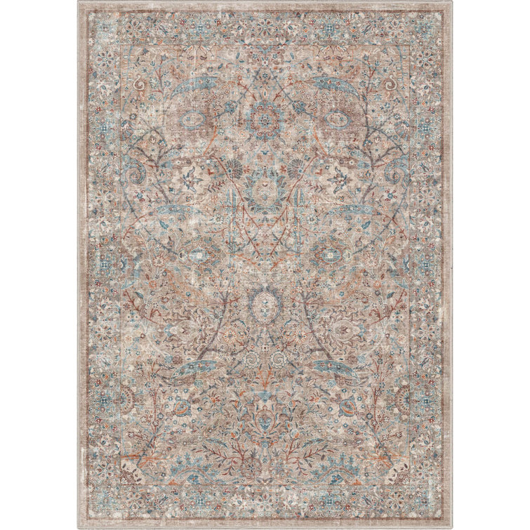 Emilia Vintage Persian Ivory 6' x 9' Washable Chenille Rug