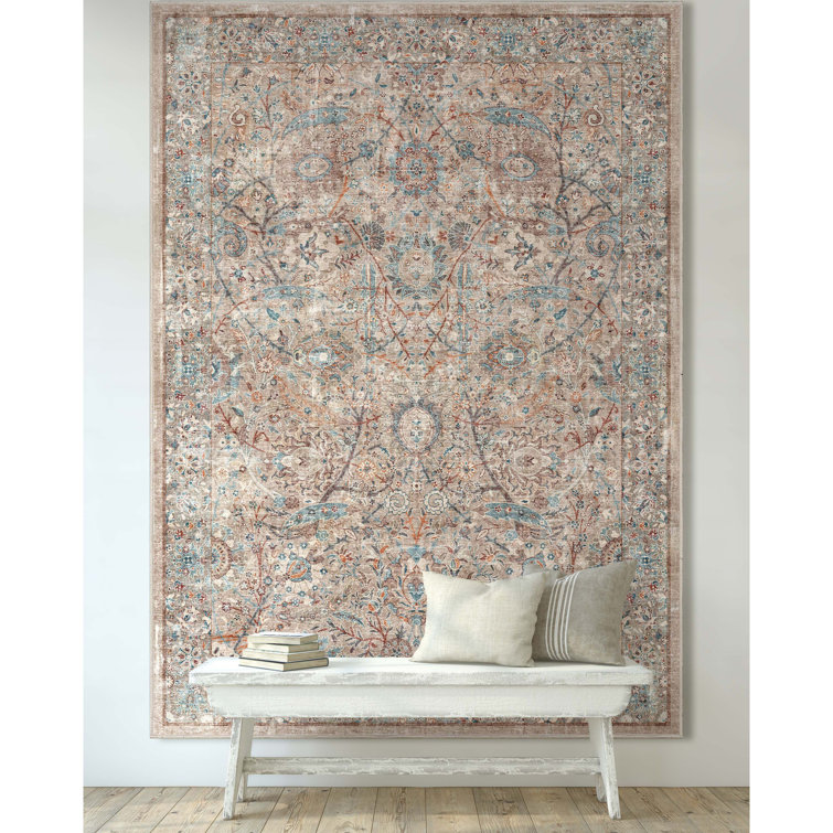 Emilia Vintage Persian Ivory 6' x 9' Washable Chenille Rug