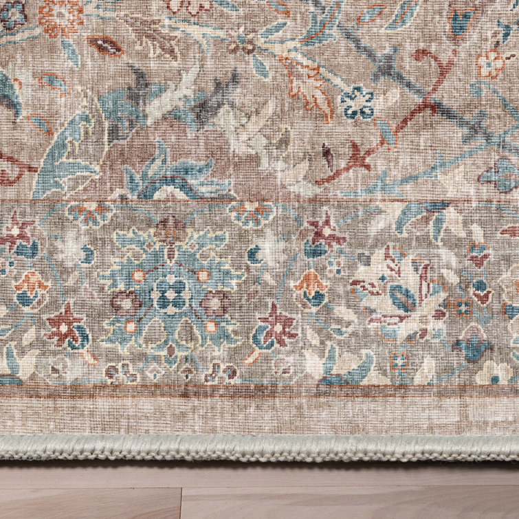 Emilia Vintage Persian Ivory 6' x 9' Washable Chenille Rug