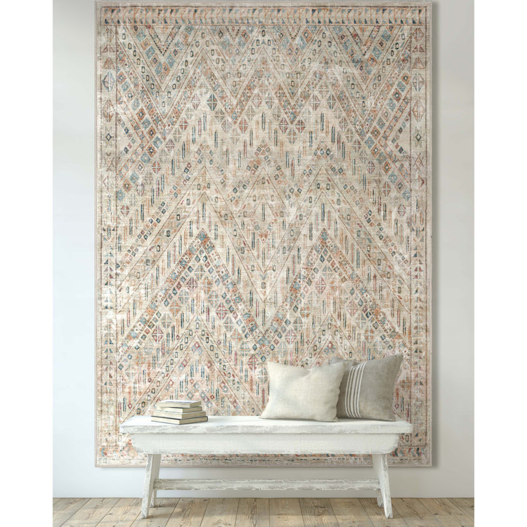 Asha Vintage Ivory 6' x 9' Tribal Chevron Flat-Weave Rug