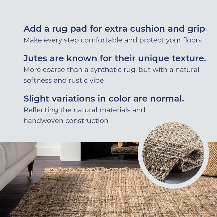 Handmade Navy Blue Tufted Jute Runner Rug with Tassels