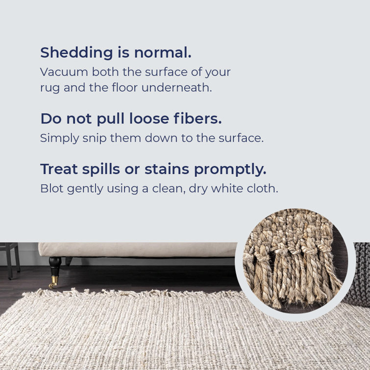 Handmade Navy Blue Tufted Jute Runner Rug with Tassels