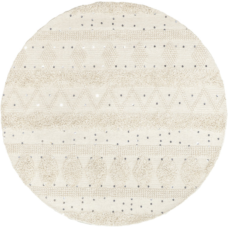 Chandy Ivory Hand-Tufted Round Wool Area Rug