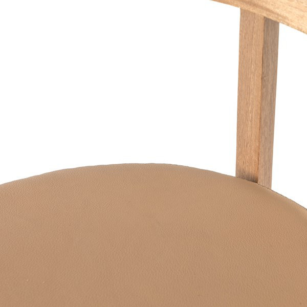 Rosa Morada Wood and Top-Grain Leather Minimalist Counter Stool