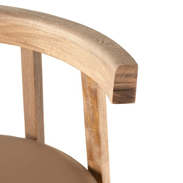 Rosa Morada Wood and Top-Grain Leather Minimalist Counter Stool
