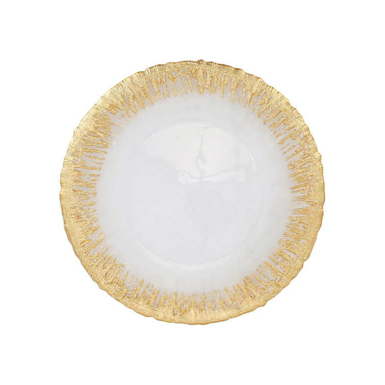 Handcrafted Gold and White Glass Dinner Plate
