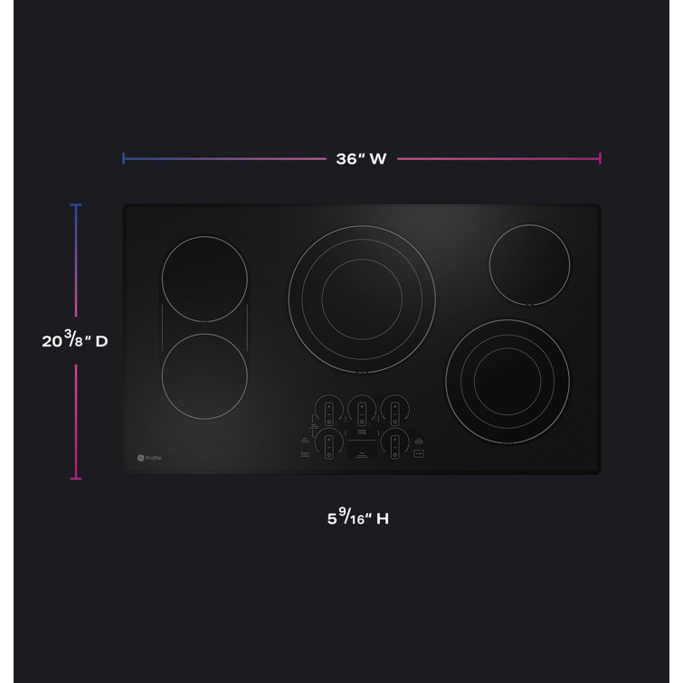 36" Black Ceramic Glass Electric Cooktop with 5 Burners