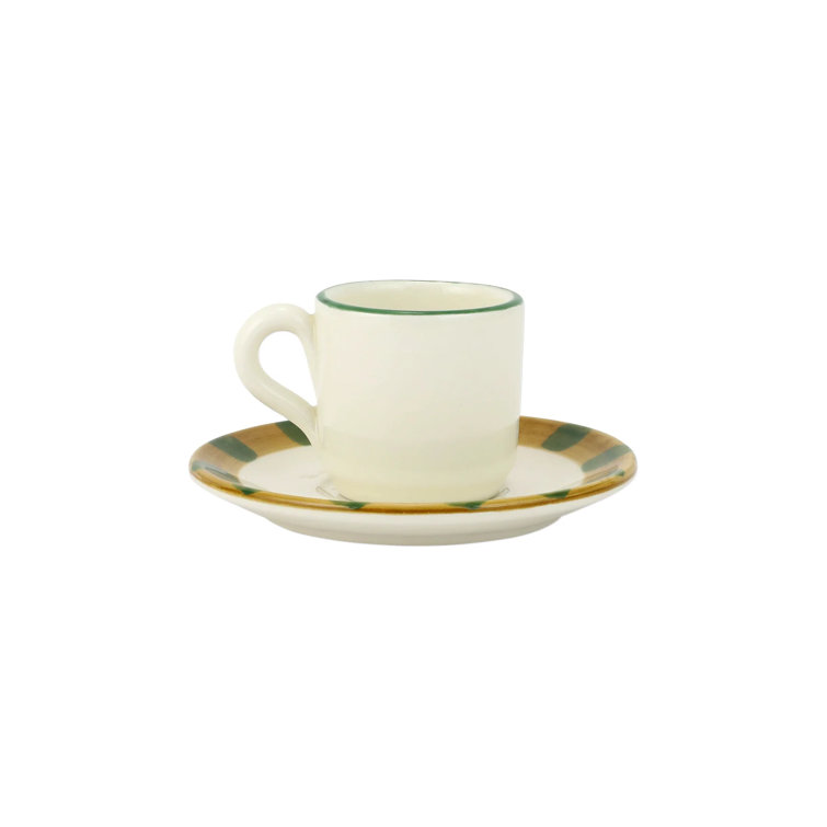Handmade Ceramic Holiday Espresso Cups with Saucers, Set of 4