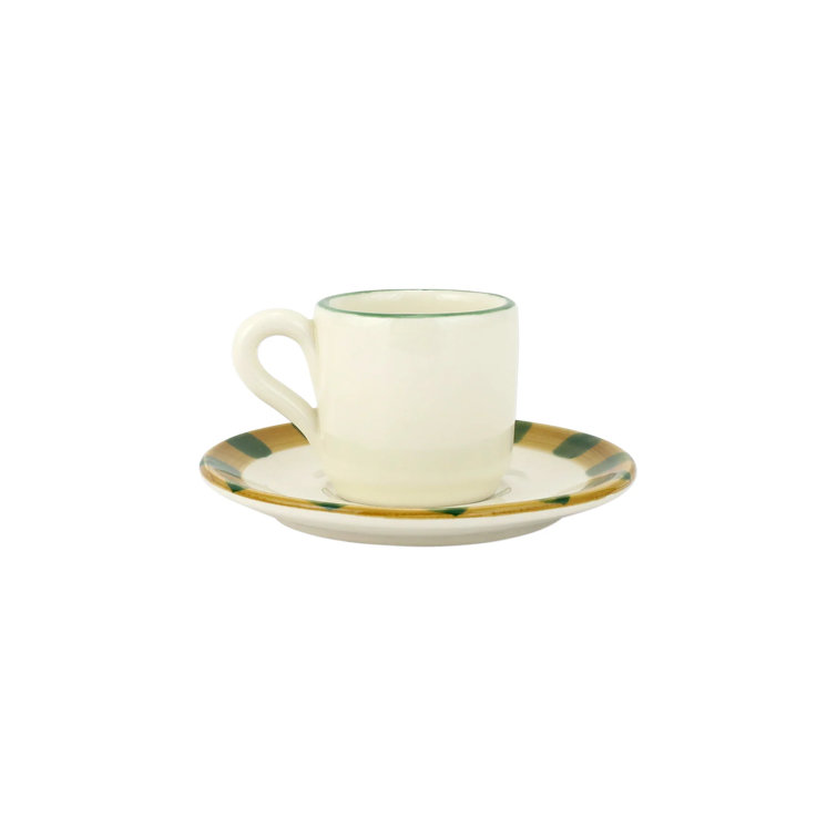Handmade Ceramic Holiday Espresso Cups with Saucers, Set of 4