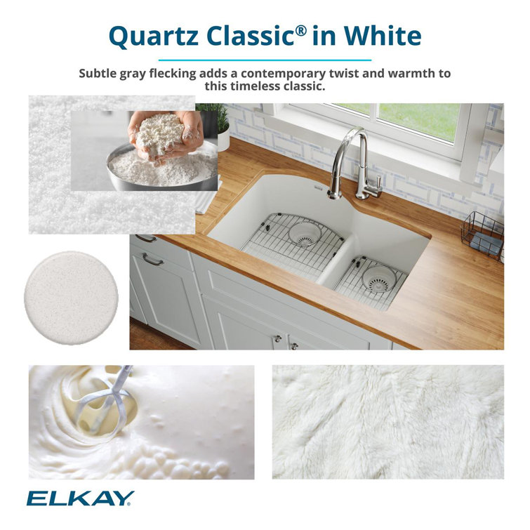 White Quartz 33" Single Bowl Undermount Kitchen Sink