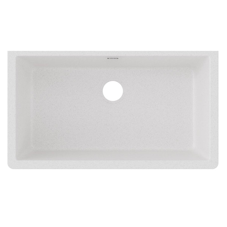 White Quartz 33" Single Bowl Undermount Kitchen Sink