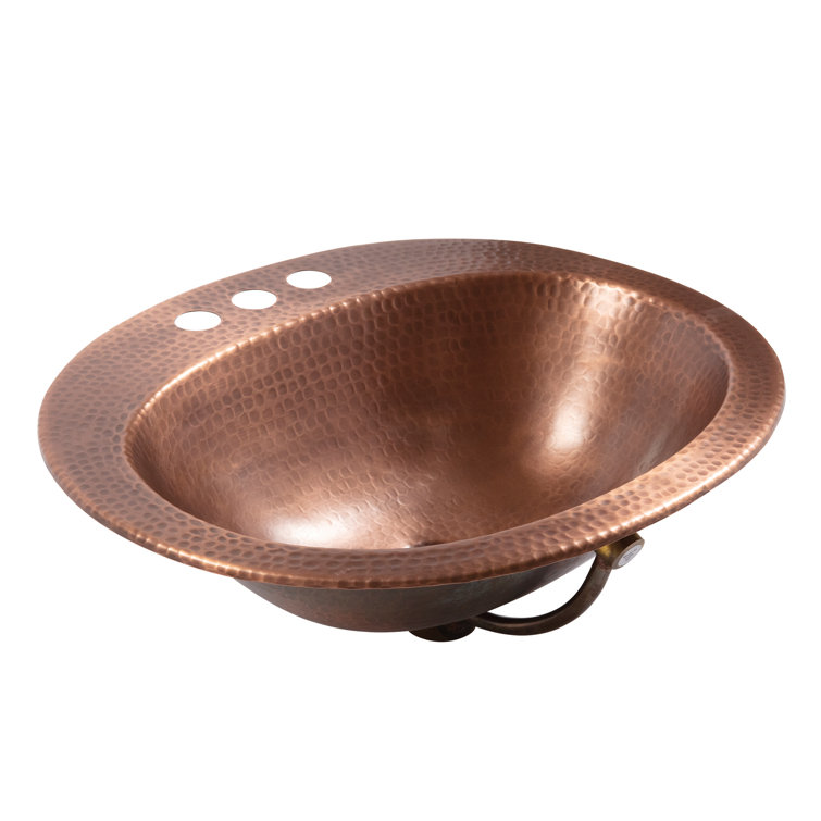 Seville Antique Copper 20" Oval Drop-In Bathroom Sink with Care Kit