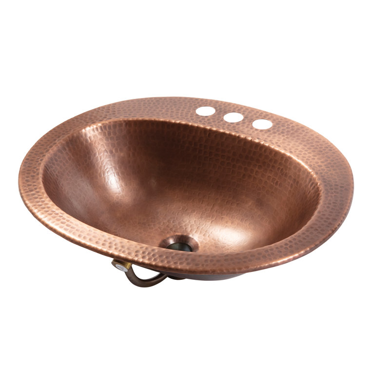 Seville Antique Copper 20" Oval Drop-In Bathroom Sink with Care Kit