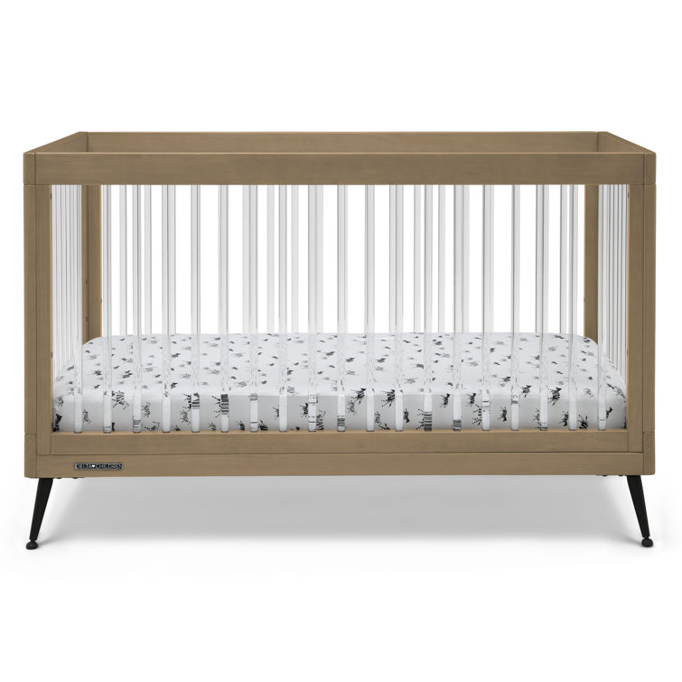 Acorn Matte Black Acrylic Convertible Crib with Metal Feet
