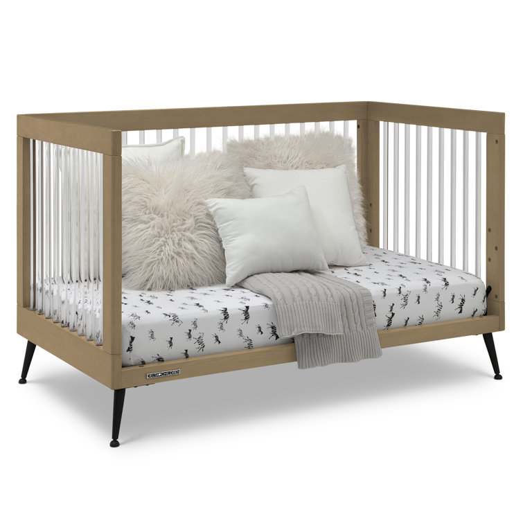 Acorn Matte Black Acrylic Convertible Crib with Metal Feet