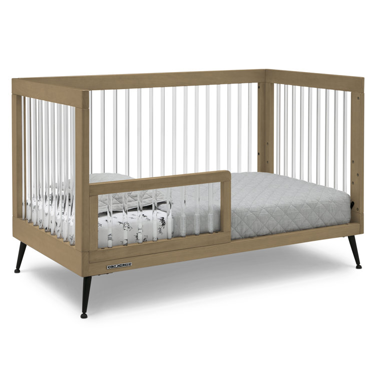 Acorn Matte Black Acrylic Convertible Crib with Metal Feet