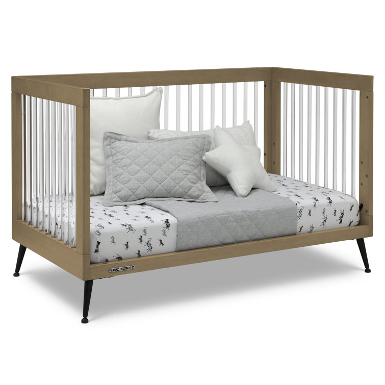 Acorn Matte Black Acrylic Convertible Crib with Metal Feet