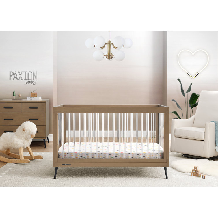 Acorn Matte Black Acrylic Convertible Crib with Metal Feet