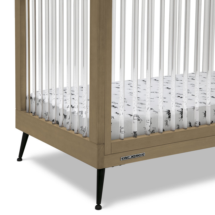 Acorn Matte Black Acrylic Convertible Crib with Metal Feet
