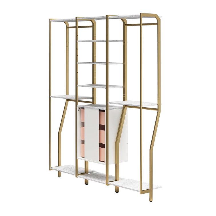 Gwyneth 72'' White Marble and Gold Closet System