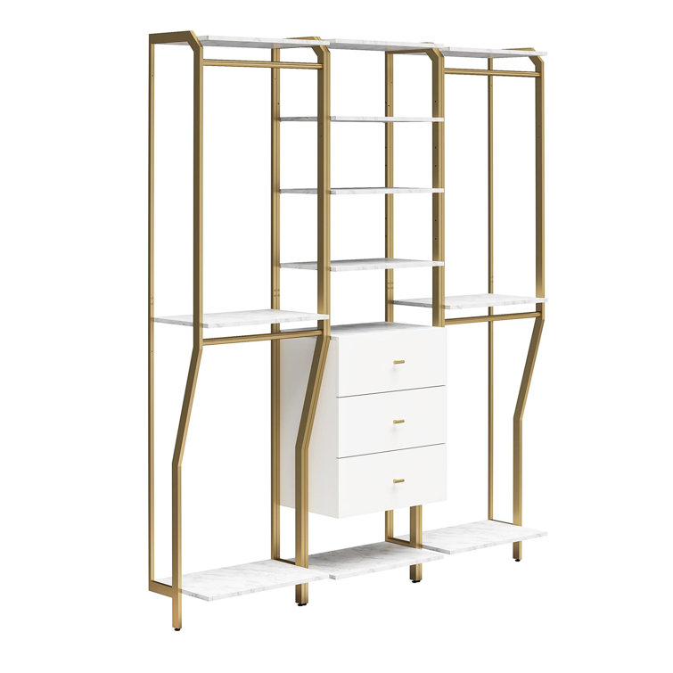 Gwyneth 72'' White Marble and Gold Closet System