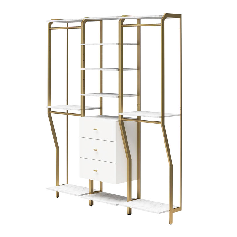Gwyneth 72'' White Marble and Gold Closet System