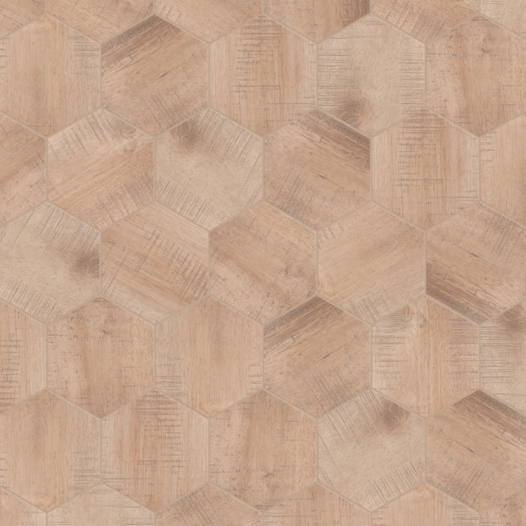 Sawnwood Brown Hexagon Porcelain Wood Look Tile