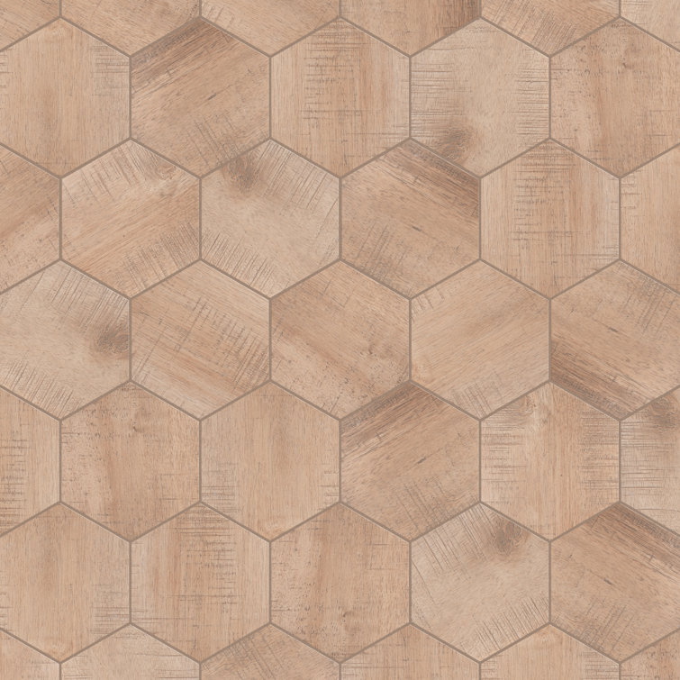 Sawnwood Brown Hexagon Porcelain Wood Look Tile