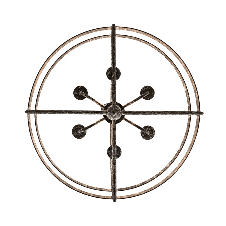 Pewter Finish Mini Geometric Chandelier with Faux Candles